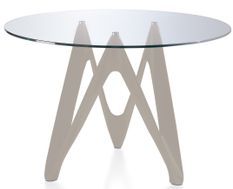 Table ronde design fibre de verre laqué taupe Perla