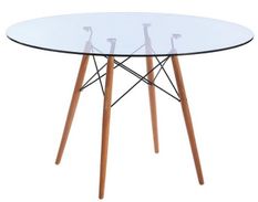 Table ronde scandinave 120 cm verre trempé et pieds bois clair & métal noir Bristol