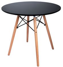 Table ronde scandinave noir et pieds bois clair Bristol 80 cm