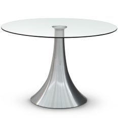 Table ronde verre et pied métal chromé Tassia 120 cm