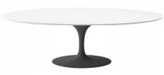 Table tulipe ovale extensible 160/220 cm blanc et noir mat