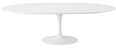 Table tulipe ovale extensible 160/220 cm blanc mat