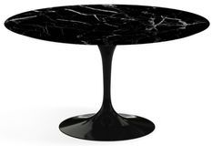 Table tulipe ronde 180 cm marbre noir pied noir mat