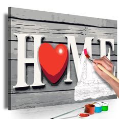 Tableau à peindre par soi-même Home with Red Heart