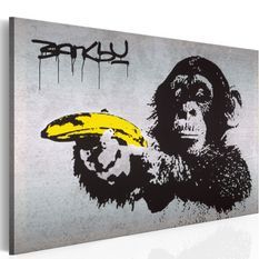 Tableau Arrête ou le singe va tirer (Banksy)