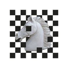 Tableau carré mosaïque et cheval méthacrylate noir et blanc Ndouam