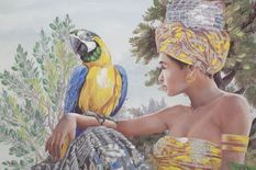 Tableau mural fait main kenda original cm 120x3x90