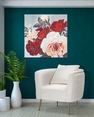 Tableau mural fait main, motif floral, carré, 90 x 3,7 x 90 cm