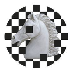 Tableau rond mosaïque et cheval méthacrylate noir et blanc Ndouam