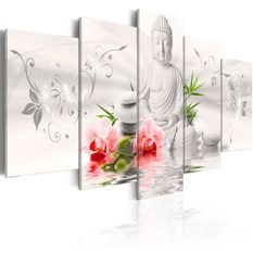 Tableau White Buddha and orchid
