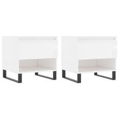 Tables basses 2 pcs blanc brillant 50x46x50cm bois d'ingénierie