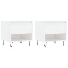 Tables basses 2 pcs blanc brillant 50x46x50cm bois d'ingénierie