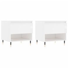 Tables basses 2 pcs blanc brillant 50x46x50cm bois d'ingénierie