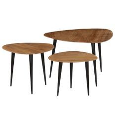 Tables basses 3 pcs Bois d'acacia massif 2