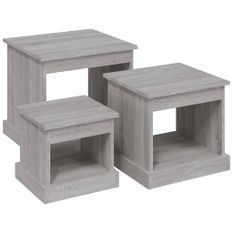 Tables basses 3 pcs sonoma gris bois d'ingénierie