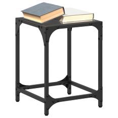 Tables basses avec dessus en verre noir 2 pcs 30x30x40 cm acier