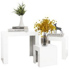 Tables basses gigognes 3 pcs Blanc brillant