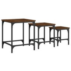 Tables basses gigognes 3 pcs chêne marron bois d'ingénierie