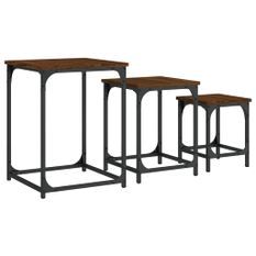 Tables basses gigognes 3 pcs chêne marron bois d'ingénierie