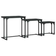 Tables basses gigognes 3 pcs noir bois d'ingénierie