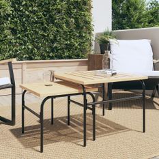 Tables basses gigognes de jardin 2 pcs marron et noir acier