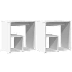 Tables d'appoint 2 pcs blanc 50x30x50 cm bois d’ingénierie