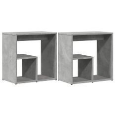 Tables d'appoint 2 pcs gris béton 50x30x50 cm bois d'ingénierie