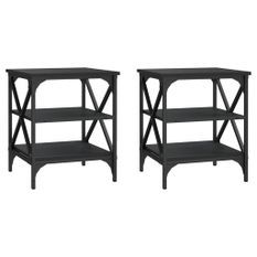 Tables d'appoint 2 pcs Noir 40x42x50 cm Bois d’ingénierie