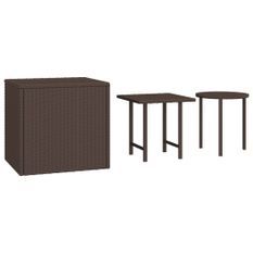 Tables d'appoint 3 pcs marron résine tressée