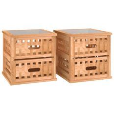 Tables de chevet 2 pcs 34x34x34 cm Bois massif de noyer