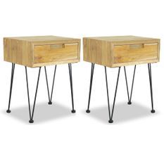 Tables de chevet 2 pcs 40x30x50 cm Teck massif