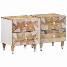 Tables de chevet 2 pcs 40x33,5x46 cm Bois de manguier solide