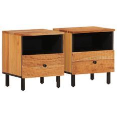 Tables de chevet 2 pcs 40x33x46 cm Bois d'acacia massif