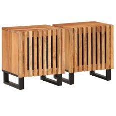 Tables de chevet 2 pcs 40x33x46 cm Bois d'acacia massif