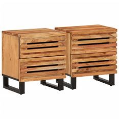 Tables de chevet 2 pcs 40x33x46 cm Bois d'acacia massif