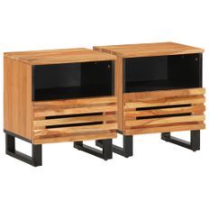 Tables de chevet 2 pcs 40x33x46 cm Bois d'acacia massif