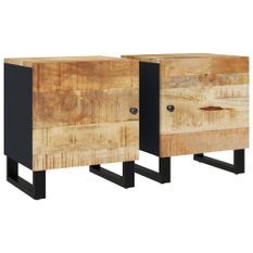 Tables de chevet 2 pcs 40x33x46 cm Bois de manguier solide 2