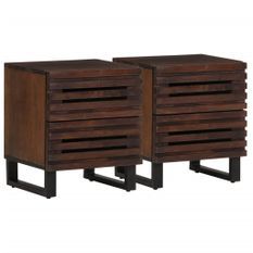 Tables de chevet 2 pcs 40x33x46 cm Bois de manguier solide