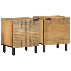 Tables de chevet 2 pcs 40x33x46 cm bois de manguier solide