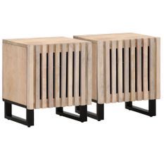 Tables de chevet 2 pcs 40x33x46 cm bois manguier massif blanchi