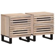 Tables de chevet 2 pcs 40x33x46 cm bois manguier massif blanchi