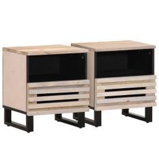 Tables de chevet 2 pcs 40x33x46 cm bois manguier massif blanchi