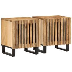 Tables de chevet 2 pcs 40x33x46 cm bois massif de manguier brut