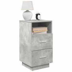 Tables de chevet 2 pcs avec 2 tiroirs gris béton 36x36x68 cm