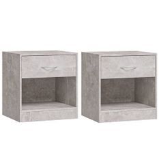 Tables de chevet 2 pcs avec tiroir Gris béton