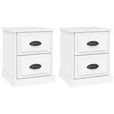 Tables de chevet 2 pcs blanc 39x39x47,5 cm bois d'ingénierie