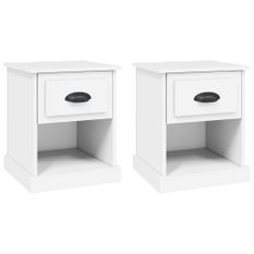 Tables de chevet 2 pcs blanc 39x39x47,5 cm bois d'ingénierie