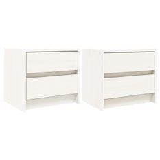 Tables de chevet 2 pcs blanc 40x31x35,5 cm bois de pin massif