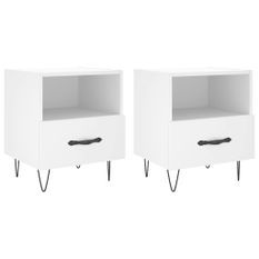 Tables de chevet 2 pcs blanc 40x35x47,5 cm bois d’ingénierie