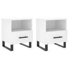 Tables de chevet 2 pcs blanc 40x35x47,5 cm bois d’ingénierie